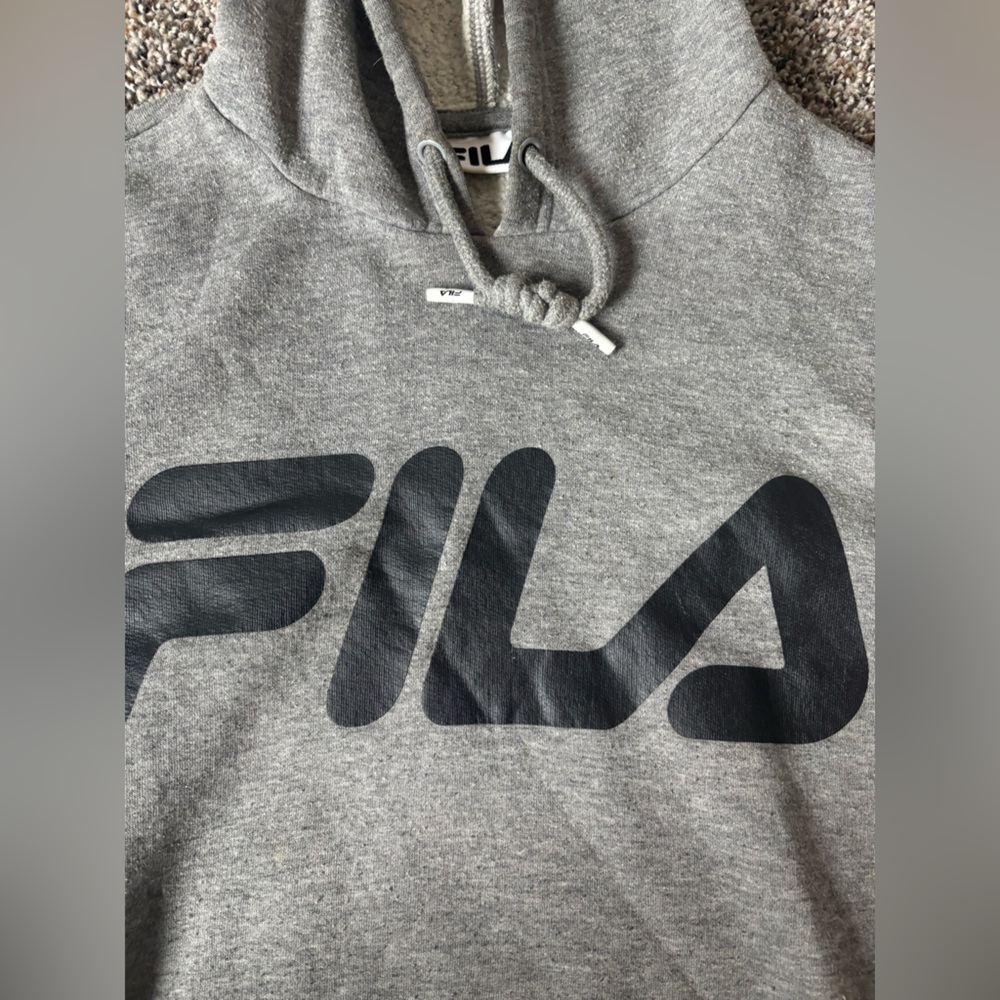 Fila Heather Gray Men's Hoodie sweater sweatshirt size large Preloved - Picture 3 of 5